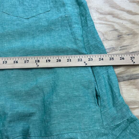 Tuckernuck Sea Green Callahan Mini Shirt Dress Linen Blend Medium Ruffle Preppy - Picture 12 of 13